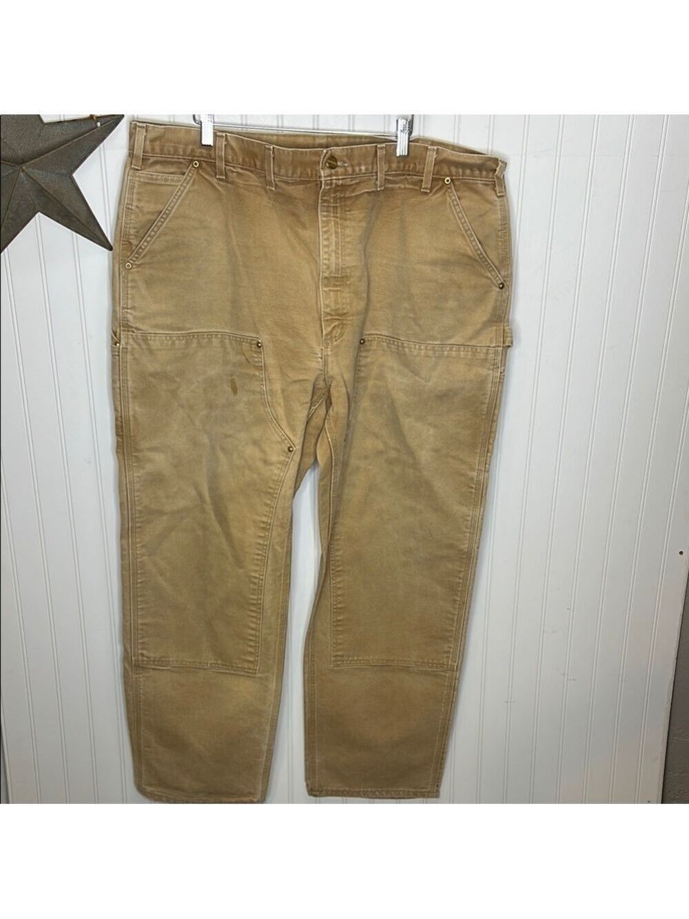 Carhartt Men's Double Front Brown Cargo Pants Dungaree Fit Size 43X31